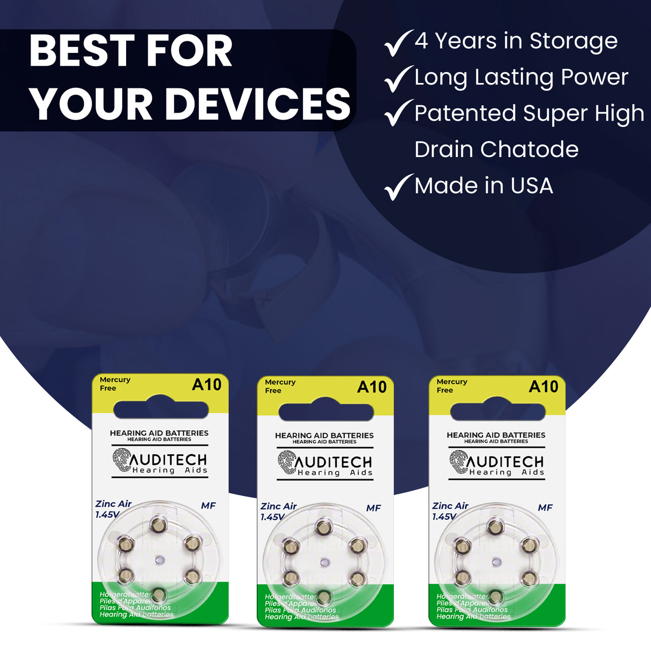 A10 CIC Auditech Hearing Aid Batteries