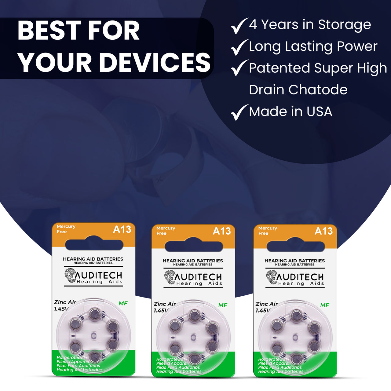 A13 Auditech Hearing batteries