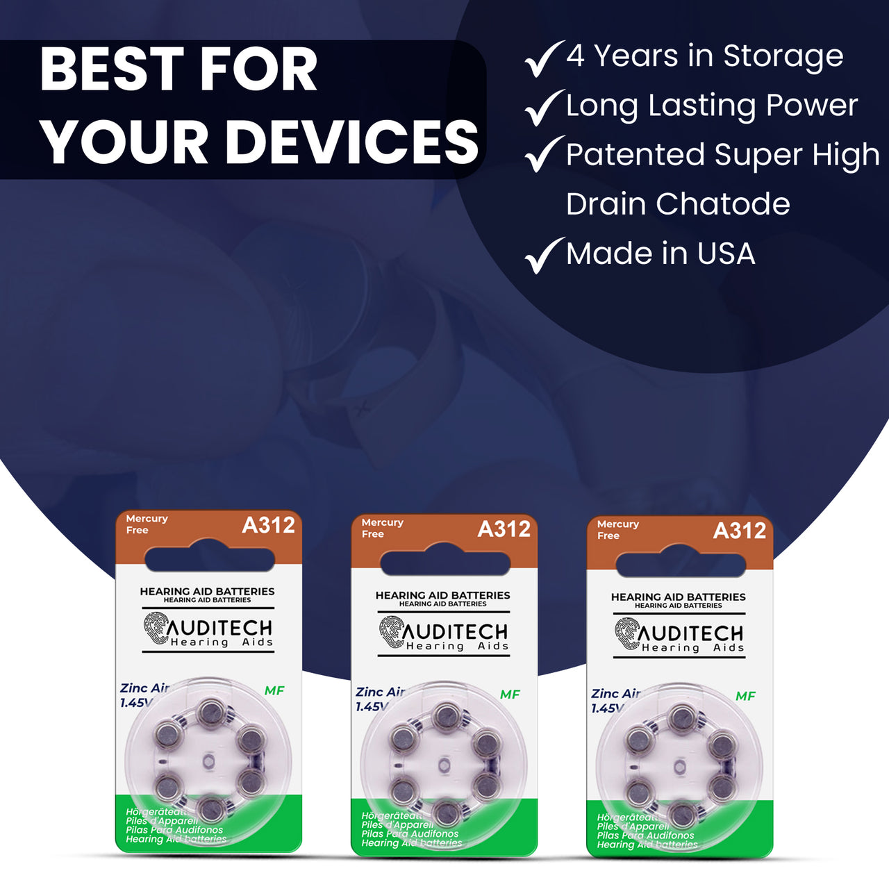 A312 Auditech Hearing batteries