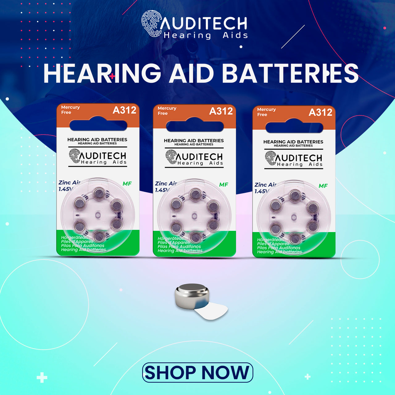 A312 Auditech Hearing batteries
