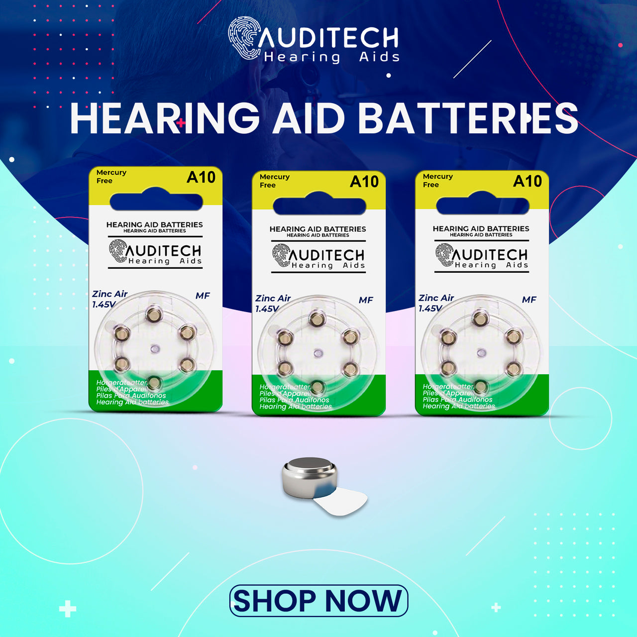 A10 CIC Auditech Hearing Aid Batteries